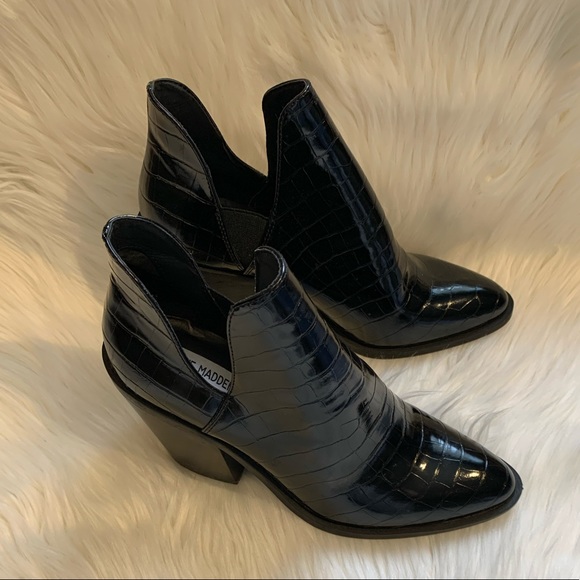 Steve Madden LEV Black Croc Booties - Picture 5 of 11